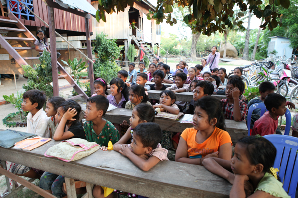 Students learning outdoors.